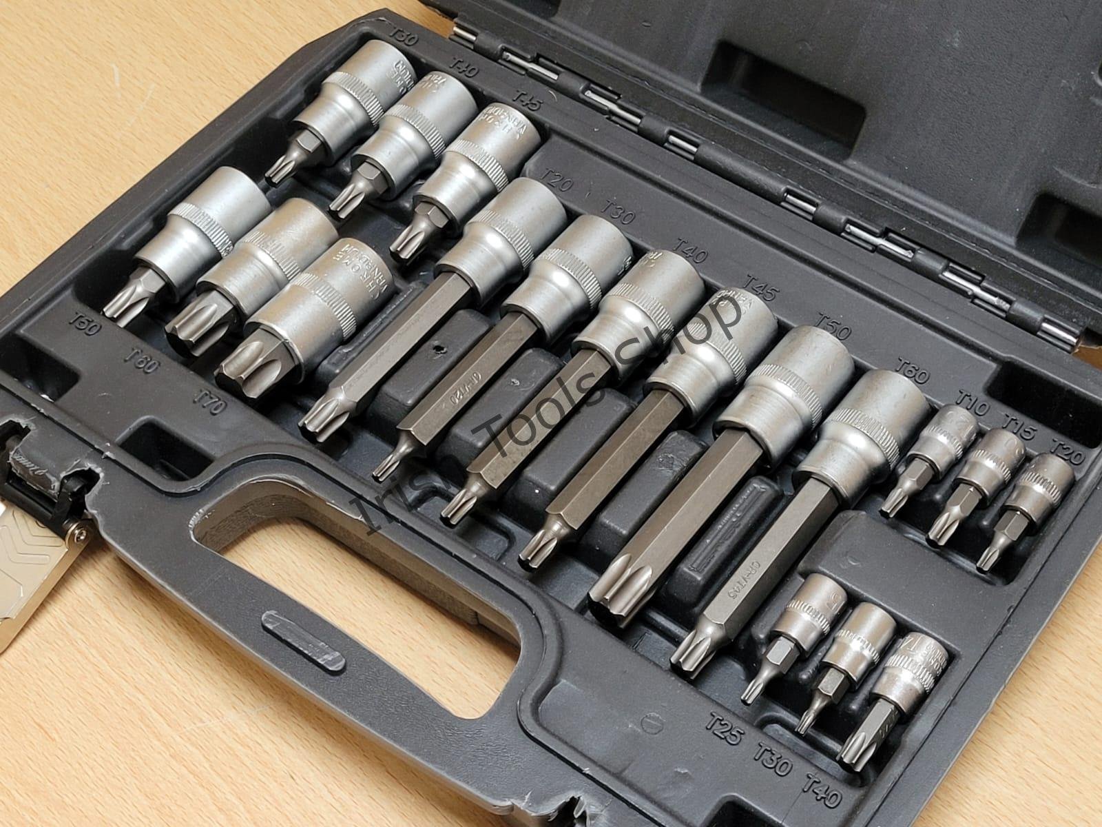 18 Piece 1/2" 1/4" Drive Torx Bit Socket Set