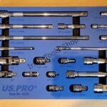 US PRO 20 Piece 1/4" 3/8" 1/2" Drive Extension Bar & Adapter Socket Set