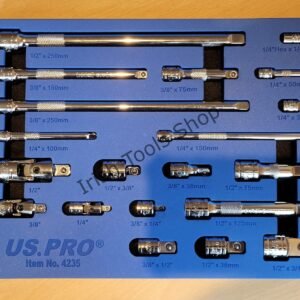 US PRO 20 Piece 1/4" 3/8" 1/2" Drive Extension Bar & Adapter Socket Set