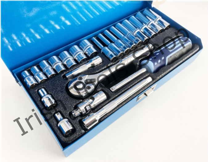 24 Piece 1/4" Drive Chrome Vanadium Polished Socket Set