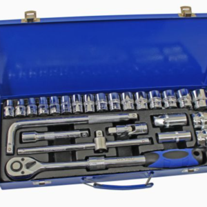 US PRO 25 Piece 1/2” Drive 6 Point Shallow Socket Set 10mm - 32mm | Extendable Ratchet