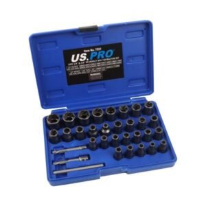 US PRO 32 Piece 1/4" & 3/8" Drive Impact Sockets | Bolt Extractor Set