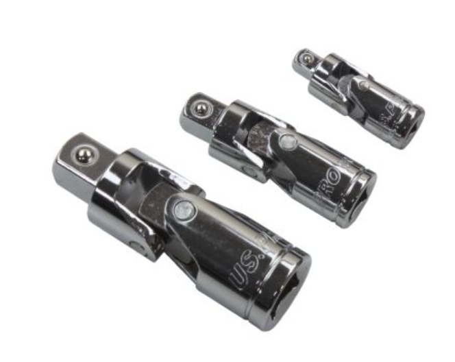 US PRO 3 Piece 1/4", 3/8" & 1/2" Drive Universal Joint Socket Set