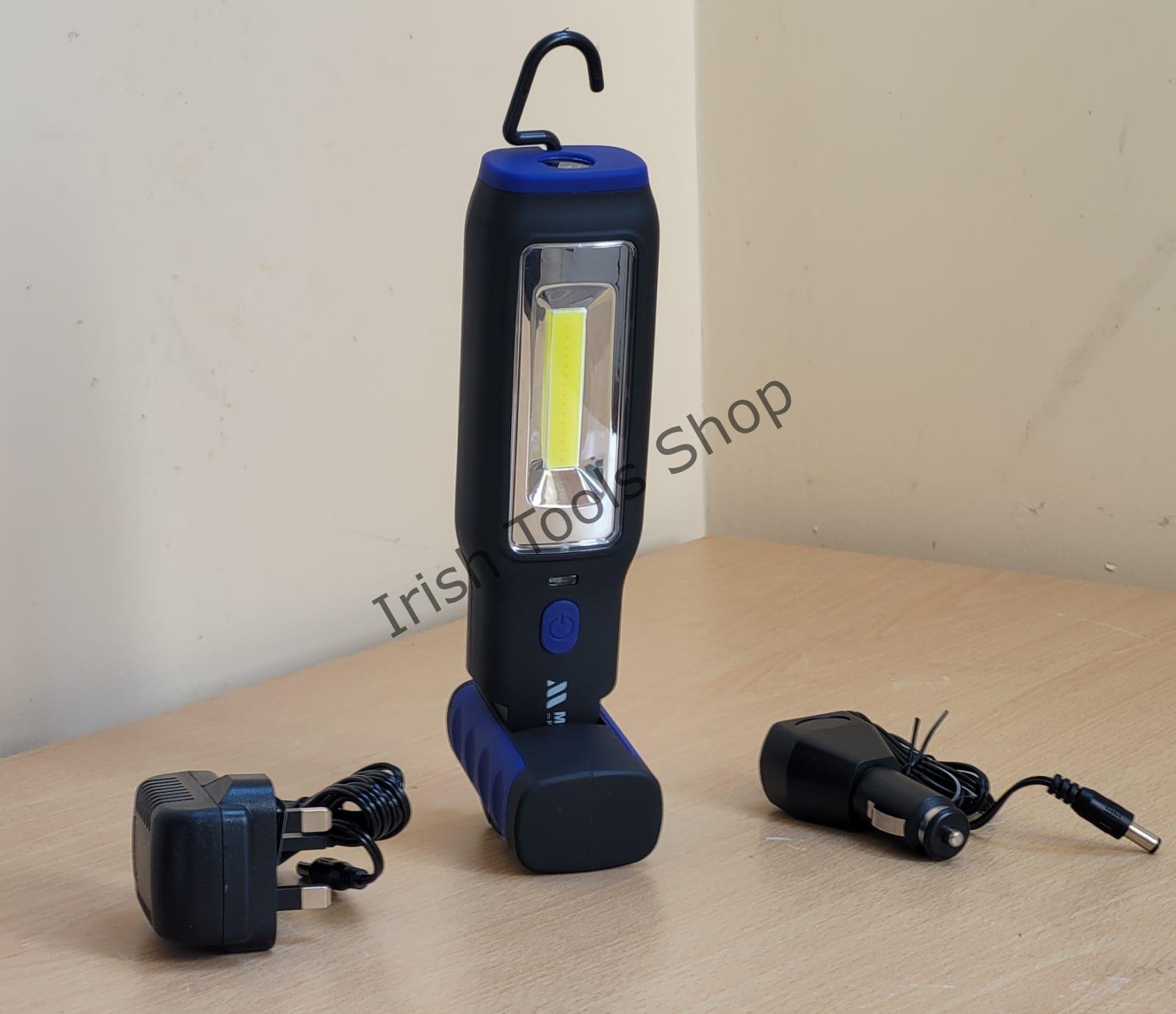 3W COB Rechargeable LED Torch Inspection Light With Side & End Lights With 12 & 230 Volt Charger