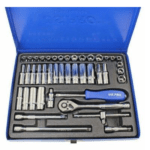 43pc 1/4" Dr Metric & AF, Imperial Socket Set, Ratchet, Bars