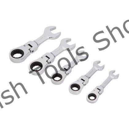 5 PCE FLEXIBLE STUBBY RATCHET SPANNER SET (10-19MM)