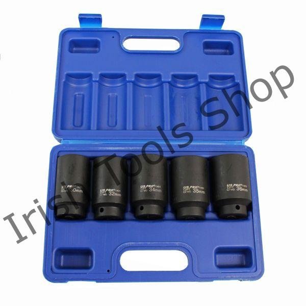 5Pc 1/2" Drive 12Point Thin Wall Deep Impact Hub Nut Socket Set