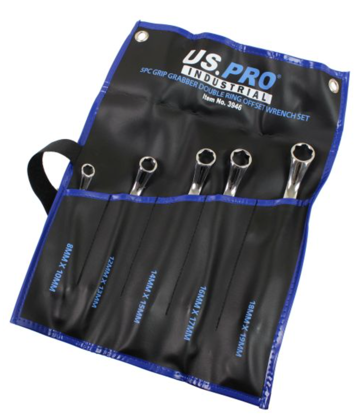 US PRO 5 Piece Grip Grabber Double Ring Offset Wrench / Spanner Set