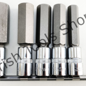 5Pc 1/2" Dr Hex Bits 100Mm