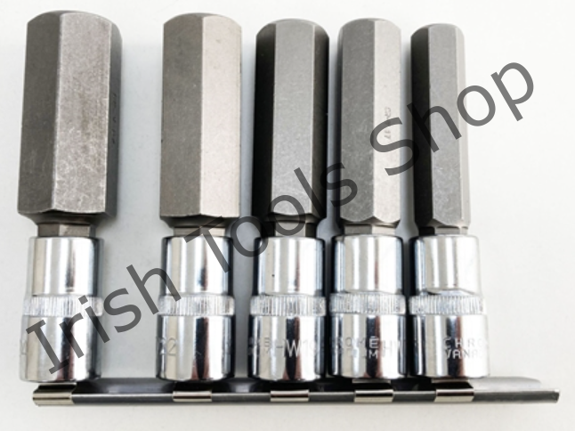 5Pc 1/2" Dr Hex Bits 100Mm