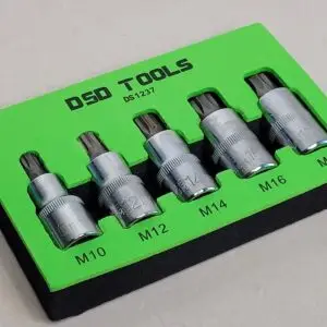 5 Piece 1/2" Drive Triple Square Bit Socket Set | M10, M12, M14, M16, M18