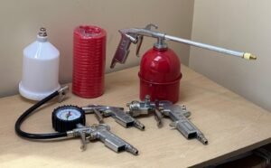 5 Piece Set Air Tools Kit With Spray Paint Gun, Blowing Gun, Washing Gun, Inflating Gun & Spiral Hose