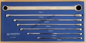 7pc Extra-Long Double Ring Ratchet / Fixed Spanner Set