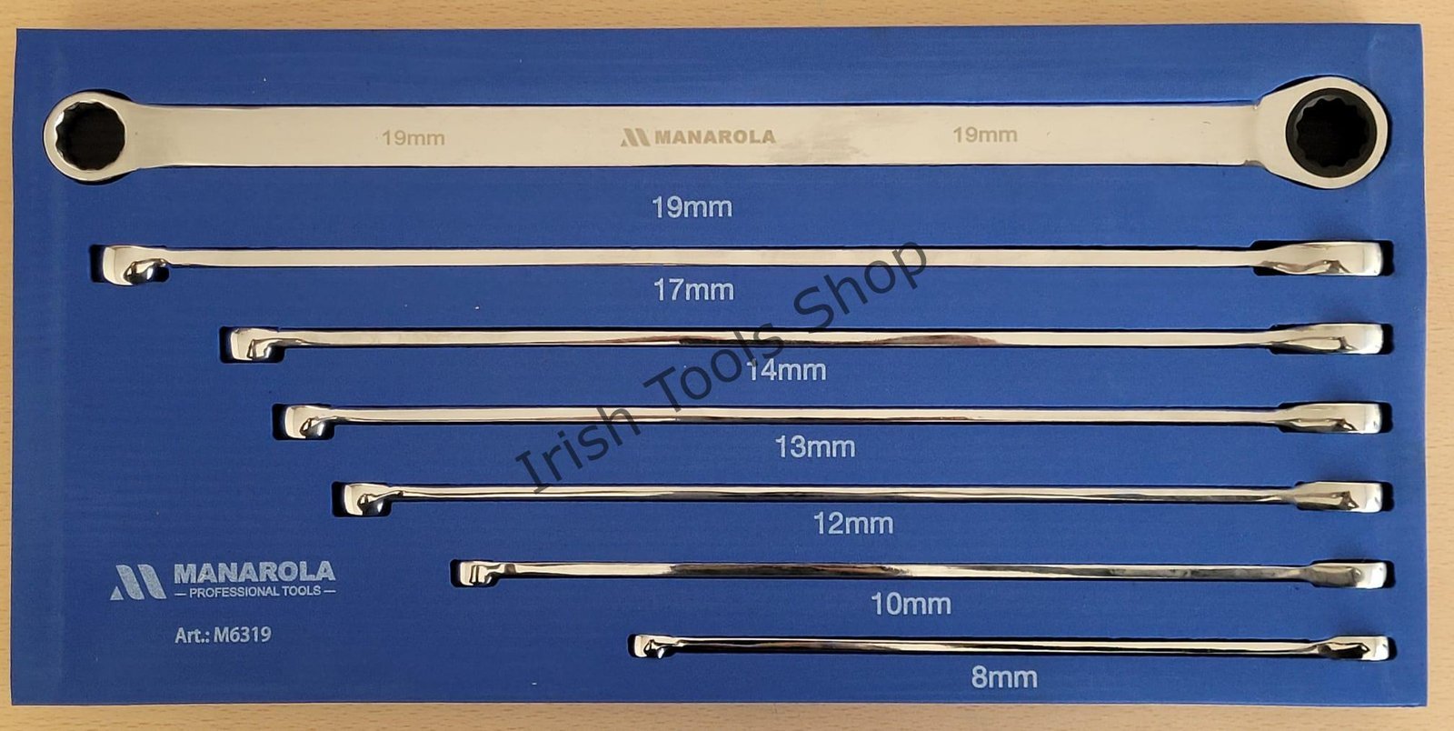 7pc Extra-Long Double Ring Ratchet / Fixed Spanner Set