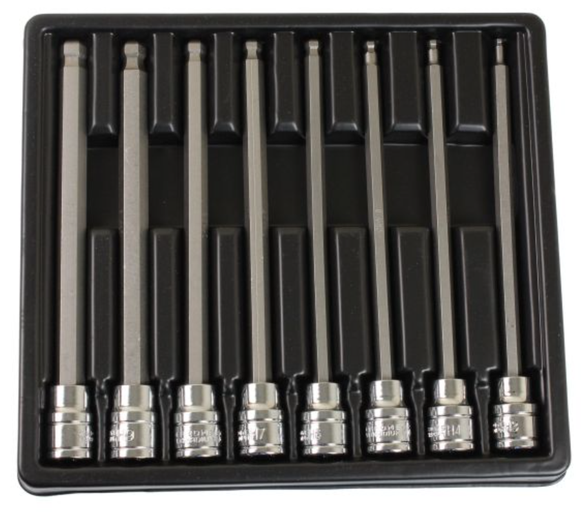 US PRO 8 Piece 3/8” Drive Hex Ball End Bit Socket Set - Extra Long | 3mm - 10mm