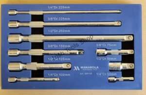 9 Piece  1/4" 3/8" 1/2" Drive Straight Socket Extension Bar Set