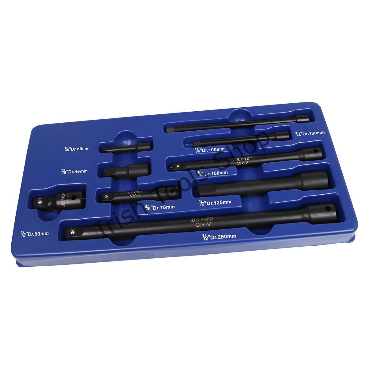 9 Piece 1/4" 3/8" 1/2" Drive Impact Extension Bar Socket Set