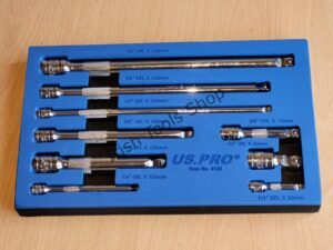 9 Piece 1/4" 3/8" 1/2" Drive Wobble Extension Bar Set
