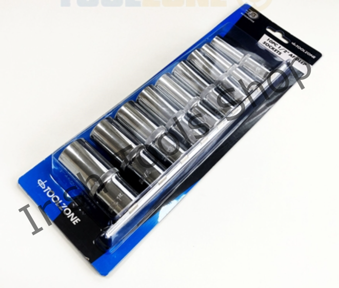 10 Piece 1/2" Drive Chrome Vanadium Imperial Deep Sockets 1/2" - 1"