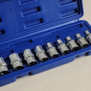 US PRO 9 Piece 1/2" Drive E Torx Socket Set