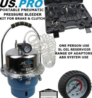 US PRO Portable Pneumatic Pressure Bleeder Kit For Brake / Clutch Suits ABS Systems