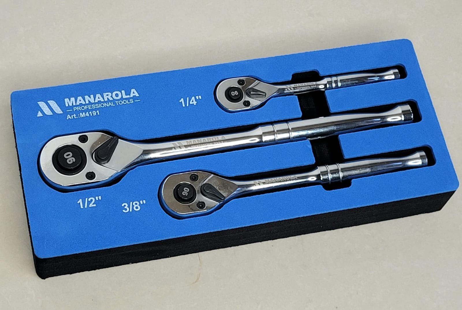 1/4", 3/8", & 1/2" Drive 90 Teeth Ratchet Handle Set | 1/4" -130mm, 3/8" -180mm & 1/2" -250mm