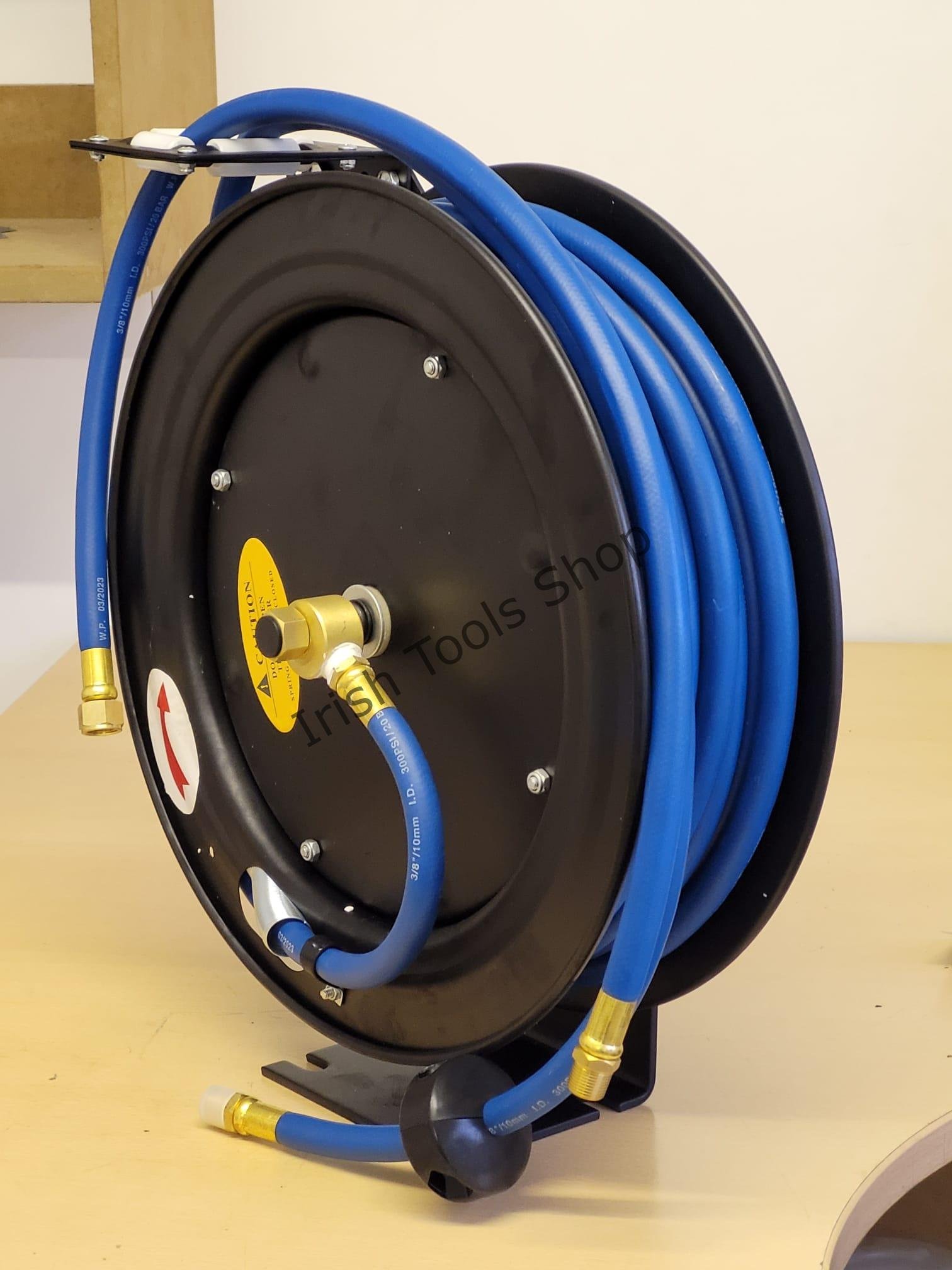 Heavy Duty Wall / Floor Mounted Automatic Retractable Steel Air Hose Reel With 3/8" Inch x 50' Ft
