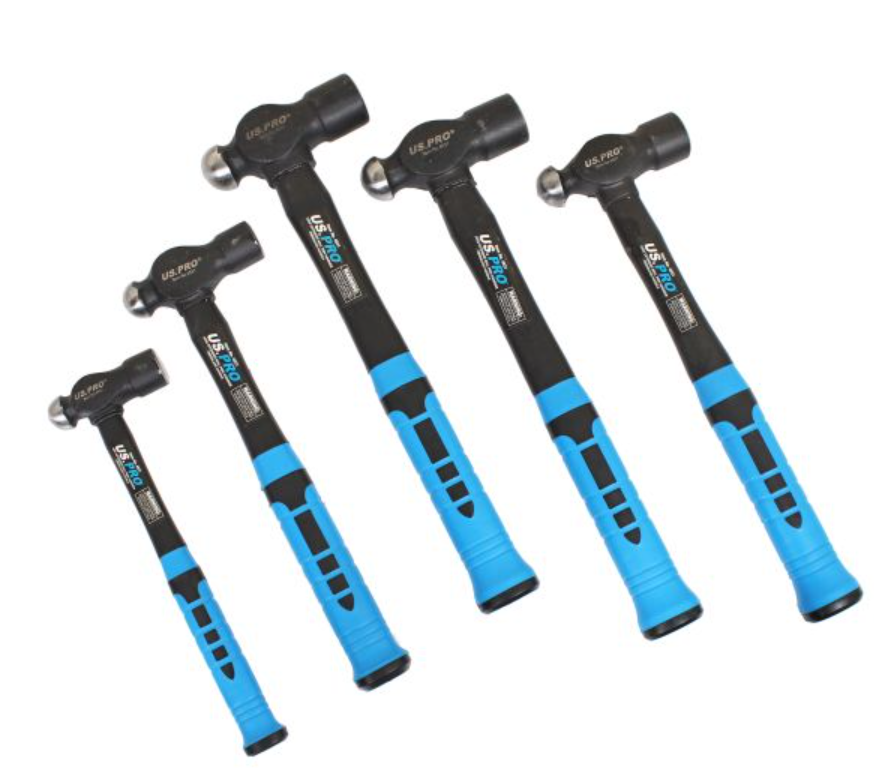 US PRO Set Of 5 Extended Ball Pein Hammers - Fibreglass Handle