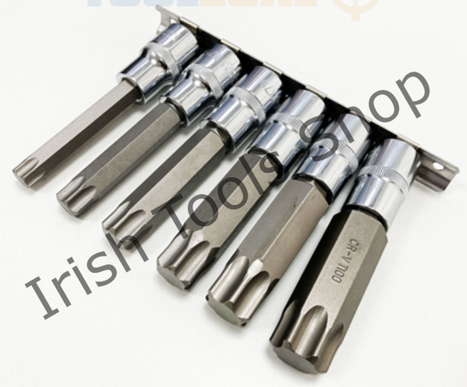 6Pc 1/2" T55-T100 Star Bits 100mm
