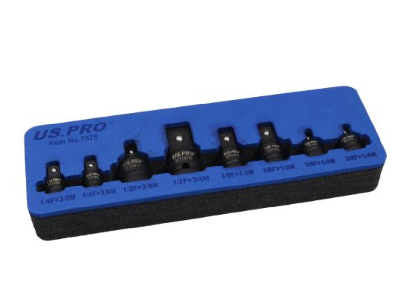US PRO 8 Piece Impact Adaptor Set in Eva Tray