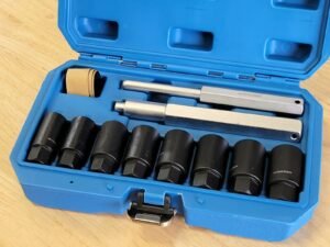 10 Piece Locking Wheel Nut Sockets, Wrench / Breaker Bar To Safe Removal