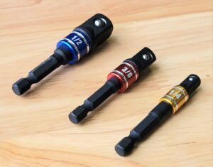 US PRO 3 Piece 1/4" Hex Shank to 1/4" Square Drive Impact Colour Coded Socket Adaptors