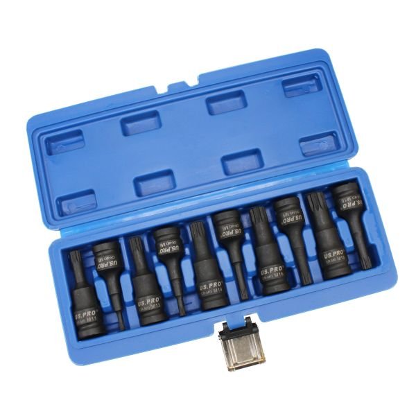10 Piece 1/2" Drive Impact Spline Bit Socket Set