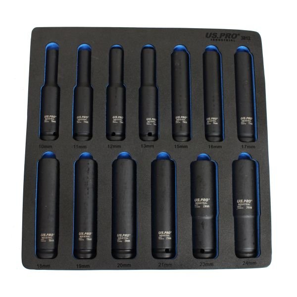 13 Piece 1/2" Drive 6 Point 120MM Long Extra Deep Impact Socket Set