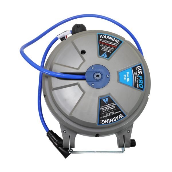 US PRO Wall Mounted 8mm x 15 Meter Retractable Air Hose Reel With 15 Metre Hose
