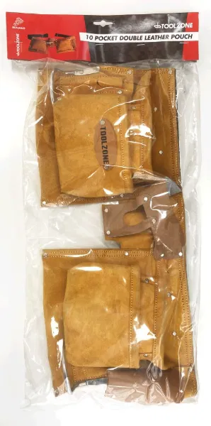 10 Pocket Standerd Double Suede Tool Pouch With Hammer Loop & Metal Clip