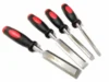 4 Piece High Grade Quality Chisels With Red & Black Soft Grip