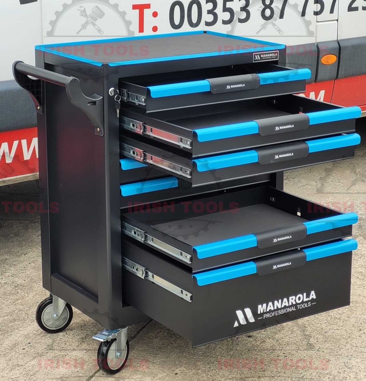 Manarola 7 Drawer Toolchest / Tool Trolley With Strong Wheels