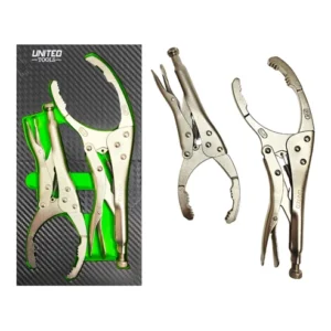 United Tools 2PC Oil Filter Locking Pliers Cr-V Mole Grip Set EVA Tray